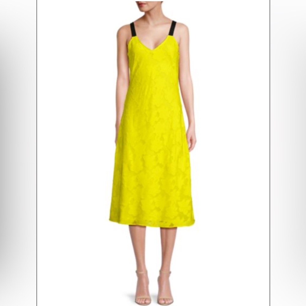 DKNY Clipped Jacquard Floral Dress - Picture 1 of 13
